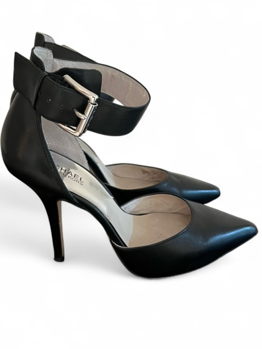 Michael Kors Black Leather Pointed-Toe Ankle-Strap Pumps Size 9M